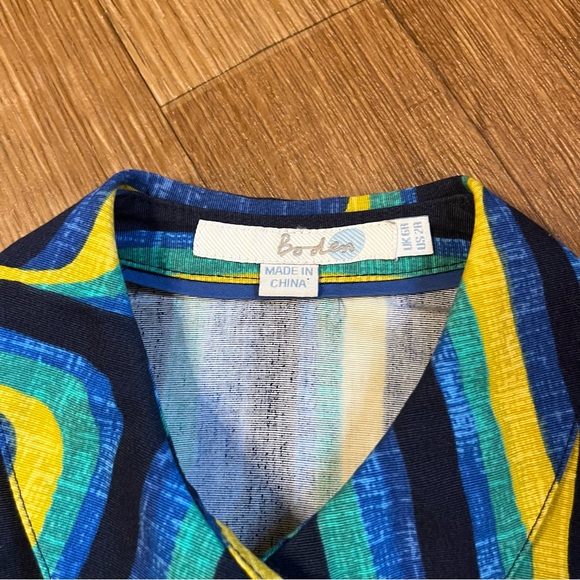 Boden Blue and Green Geometric Button Down Midi Dress - Picture 3 of 12